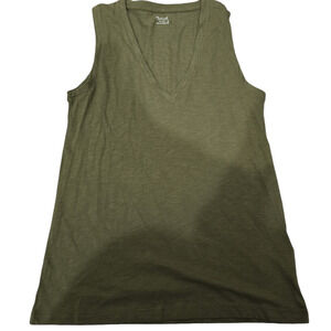 Madewell whisper Cotton Neck Sleeveless Tee Size XXSMALL Army Green